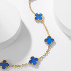 [Cyra]  CLOVER 10 MOTIFS BLUE AGATE NECKLACE