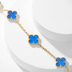[Cyra]  CLOVER 10 MOTIFS BLUE AGATE NECKLACE