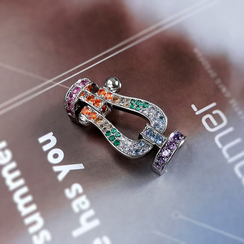 [Cyra]  FORC ラージホースシュー カラードダイヤモンドブレスレット シルバー