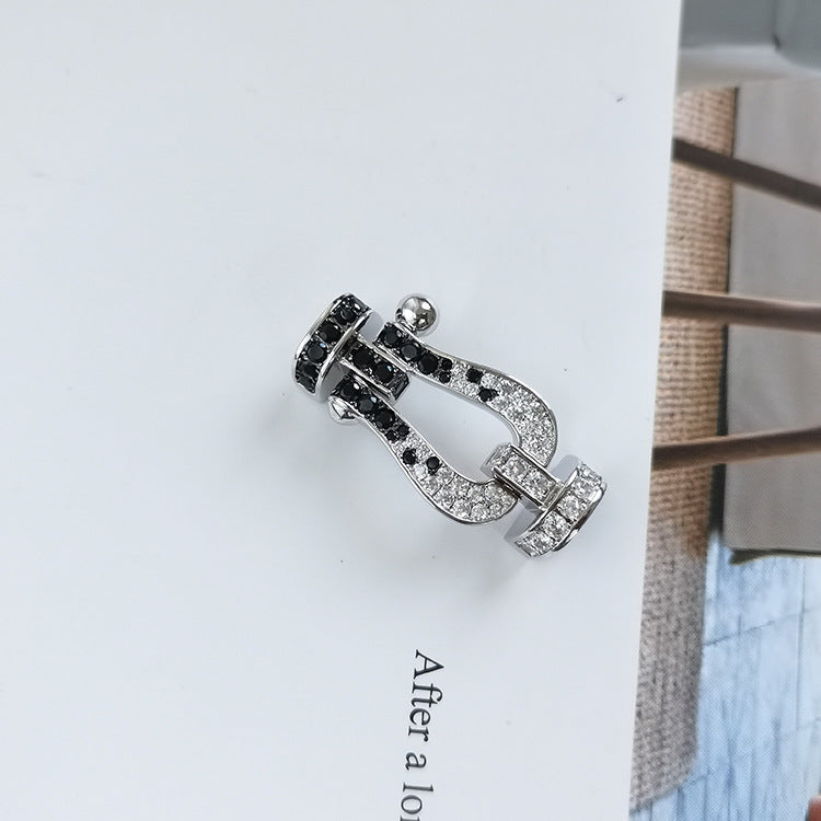 [Cyra]  FORCE LARGE HORSESHOE BLACK WHITE DIAMOND BRACELET ROSE GOLD