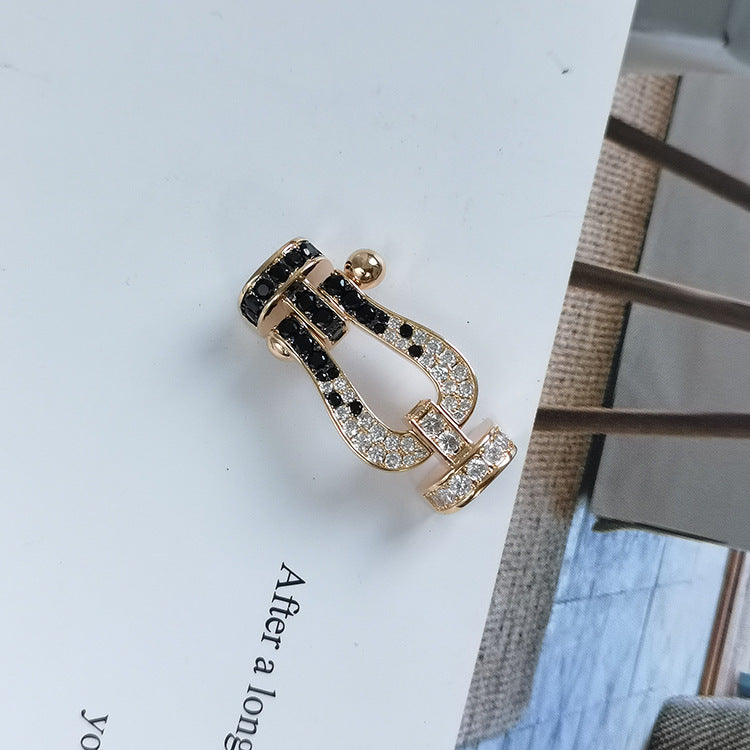 [Cyra]  FORCE LARGE HORSESHOE BLACK WHITE DIAMOND BRACELET ROSE GOLD