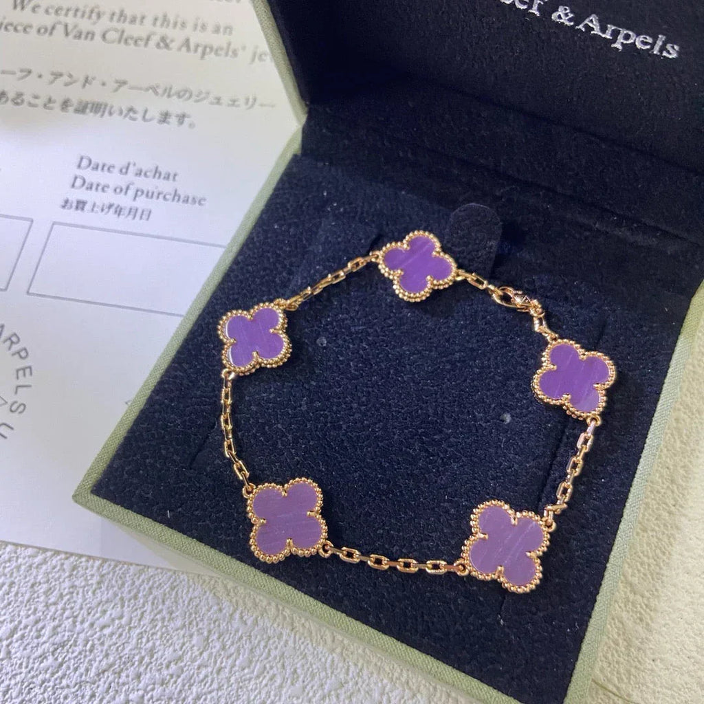 [Cyra] NEUE CLOVER 5 MOTIF VIOLETT ARMBAND KOLLEKTION