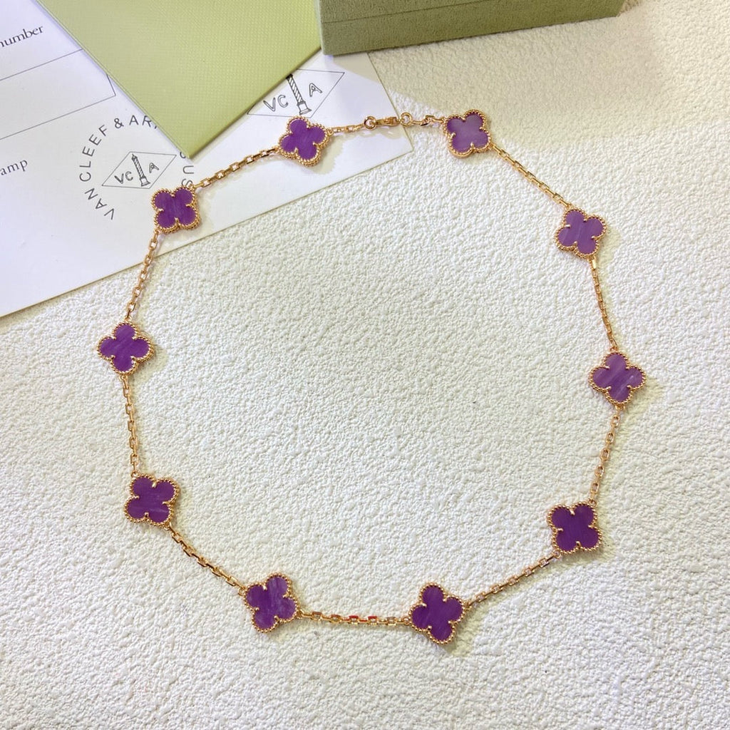 [Cyra]  CLOVER 10 MOTIFS  PURPLE VIOLET  NECKLACE