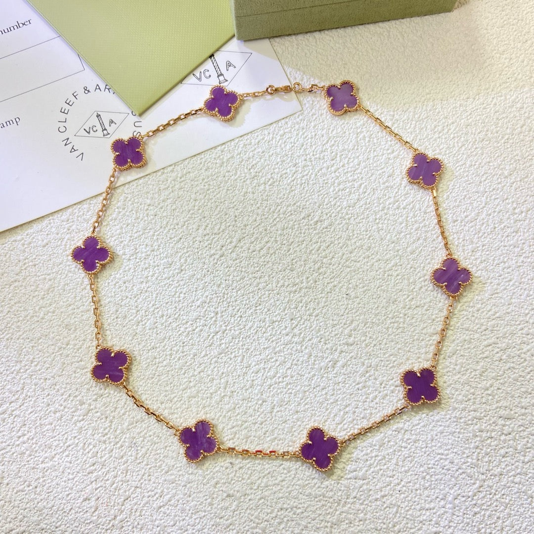 [Cyra]  CLOVER 10 MOTIFS  PURPLE VIOLET  NECKLACE