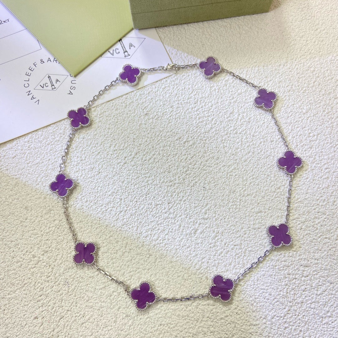 [Cyra]  CLOVER 10 MOTIFS  PURPLE VIOLET  NECKLACE