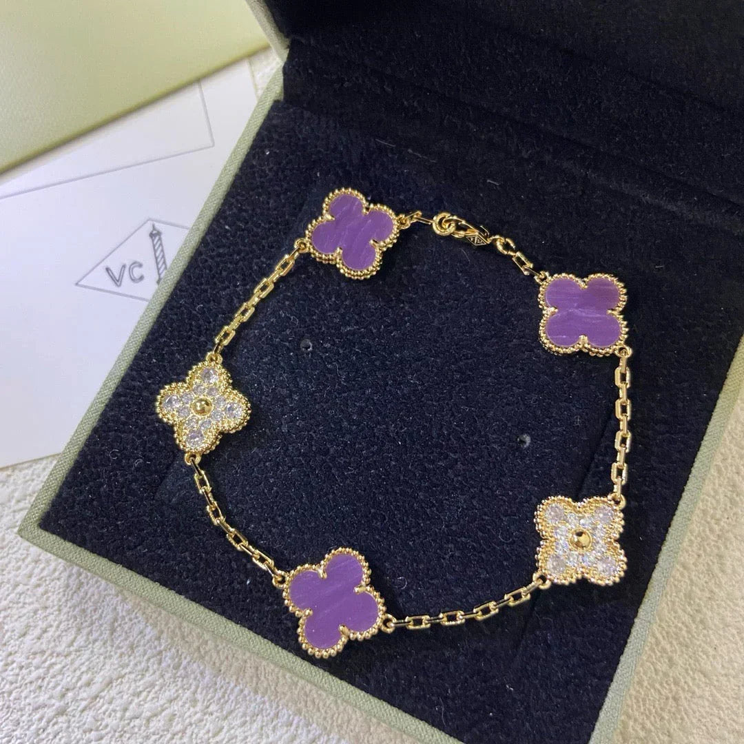 [Cyra] NEUE CLOVER 5 MOTIF VIOLETT ARMBAND KOLLEKTION