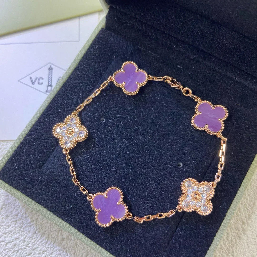[Cyra] NEUE CLOVER 5 MOTIF VIOLETT ARMBAND KOLLEKTION