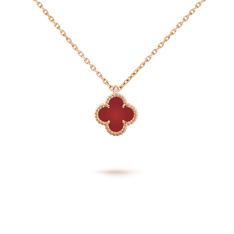 [Cyra]  CLOVER MINI 9.5MM WHITE CARNELIANS NECKLACE