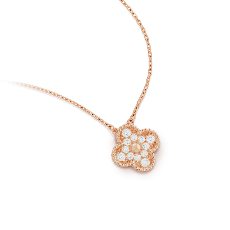 [Cyra]  KLEEBLATT 15MM DIAMANT EINZELNE BLÜTE HALSKETTE