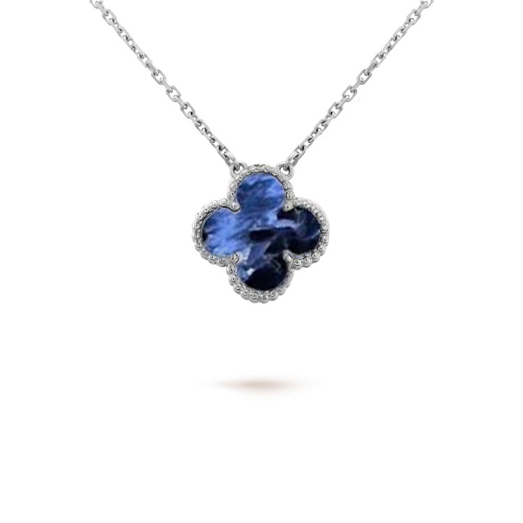 [Cyra]  CLOVER 15MM PIETERSITE NECKLACE SILVER