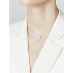 [Cyra] CLOVER 15MM BLUE CHALCEDONY NECKLACE SILVER