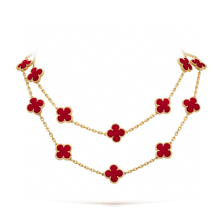 [Cyra]  CLOVER 20 MOTIFS CARNELIAN NECKLACE