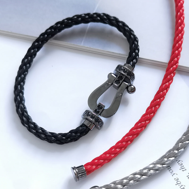 [Cyra]  FORCE LARGE SERIES HORSESHOE BLACK SAMURAI BRACELET
