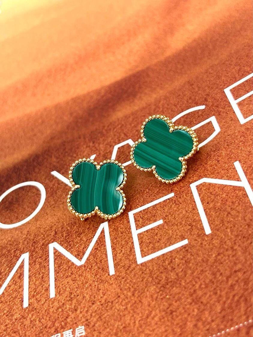 [Cyra] CLOVER GROSS (20mm) 1 MOTIV GRÜNES PERLMUTT OHRSTECKER