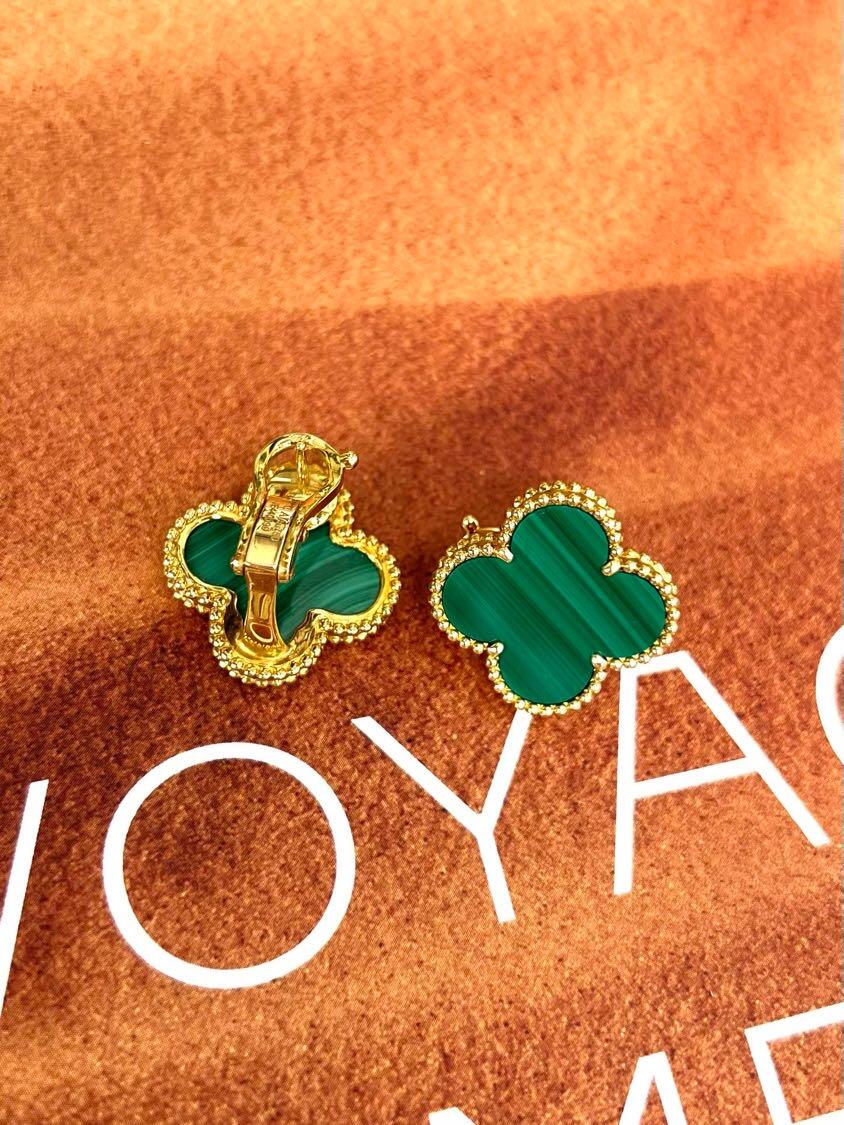[Cyra] CLOVER GROSS (20mm) 1 MOTIV GRÜNES PERLMUTT OHRSTECKER
