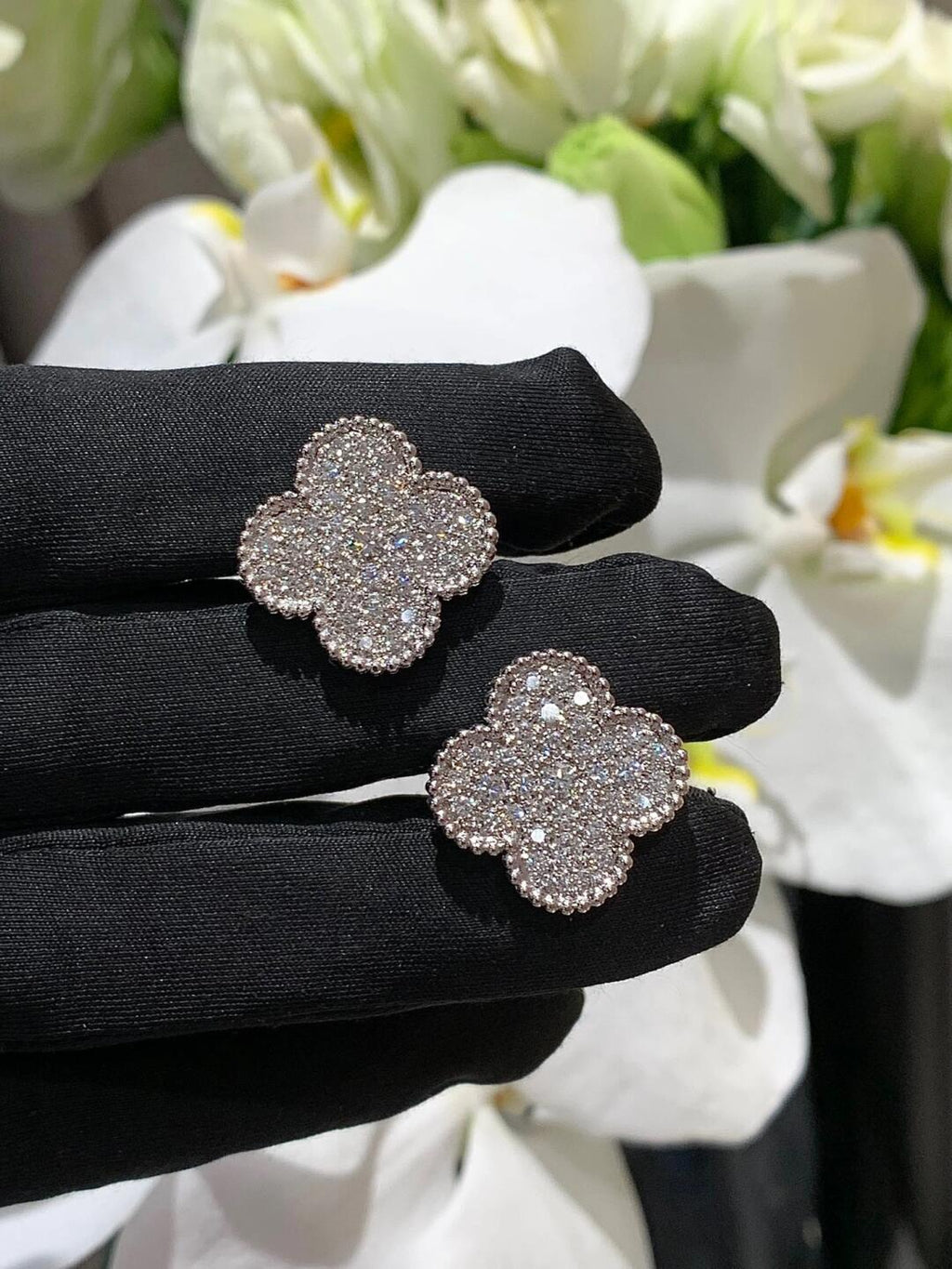 [Cyra] CLOVER 20MM MOTIV DIAMANT-OHRSTECKER SILBER