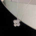 [Cyra] クローバー 15MM ダイヤモンド シングル フラワー ネックレス