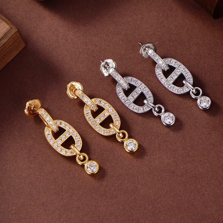 [Cyra]  HM CHAINE DIAMOND EARRINGS