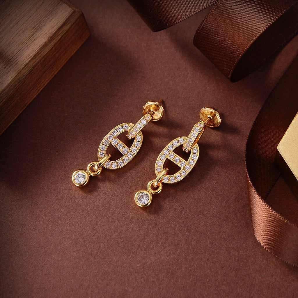[Cyra]  HM CHAINE DIAMOND EARRINGS