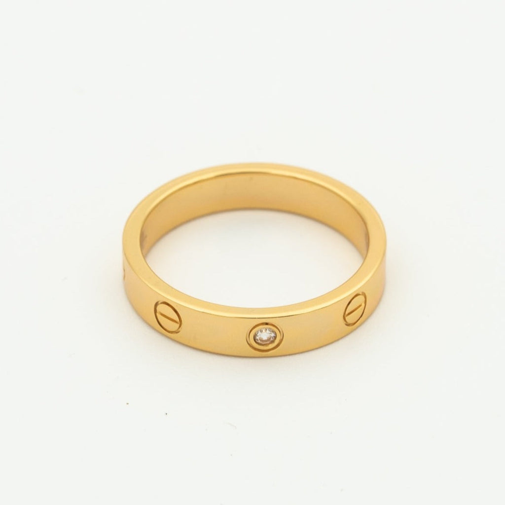 [Cyra]  LOVE RING 4MM 1 DIAMOND PINK GOLD
