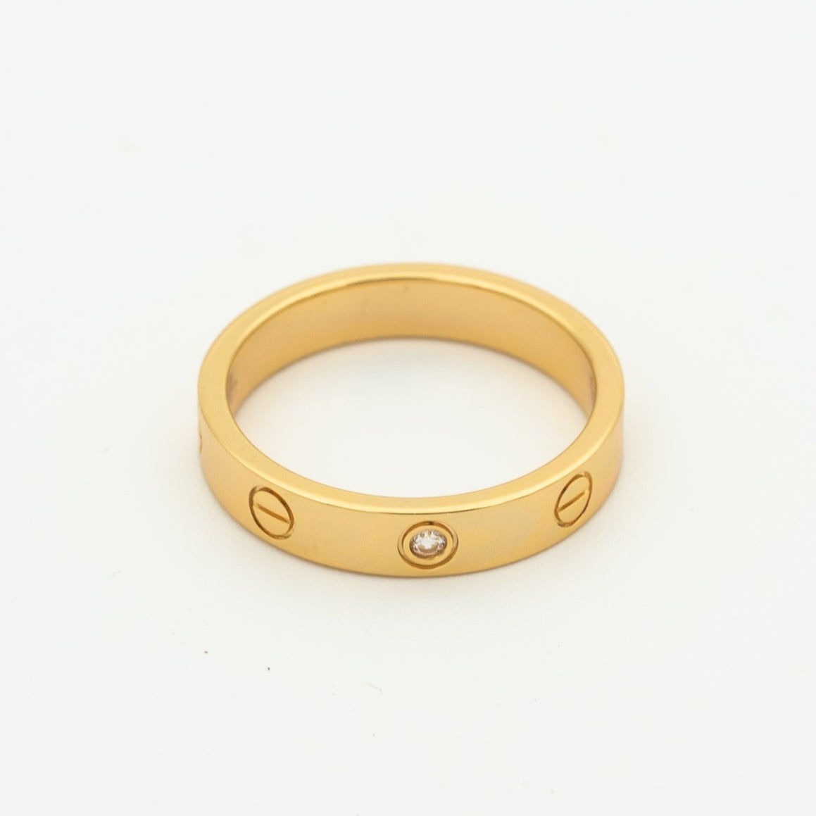 [Cyra]  LOVE RING 4MM 1 DIAMOND PINK GOLD