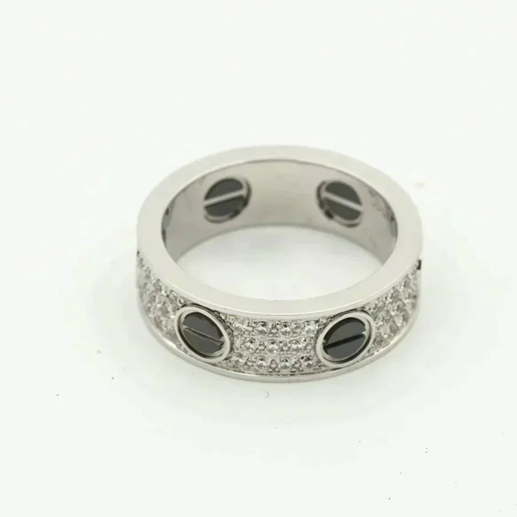 [Cyra]  LOVE RING 5.5MM DIAMONDS PAVED CERAMIC