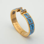 [Cyra]  H PINK GOLD BRACELET BLUE CERAMIC
