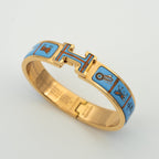 [Cyra]  H PINK GOLD BRACELET BLUE CERAMIC