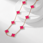 [Cyra] NEUE CLOVER 10 MOTIVE HALSKETTE MIT ROSA EMAILLE