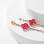 [Cyra] NEUE CLOVER 10 MOTIVE HALSKETTE MIT ROSA EMAILLE