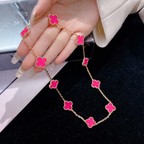 [Cyra] NEUE CLOVER 10 MOTIVE HALSKETTE MIT ROSA EMAILLE