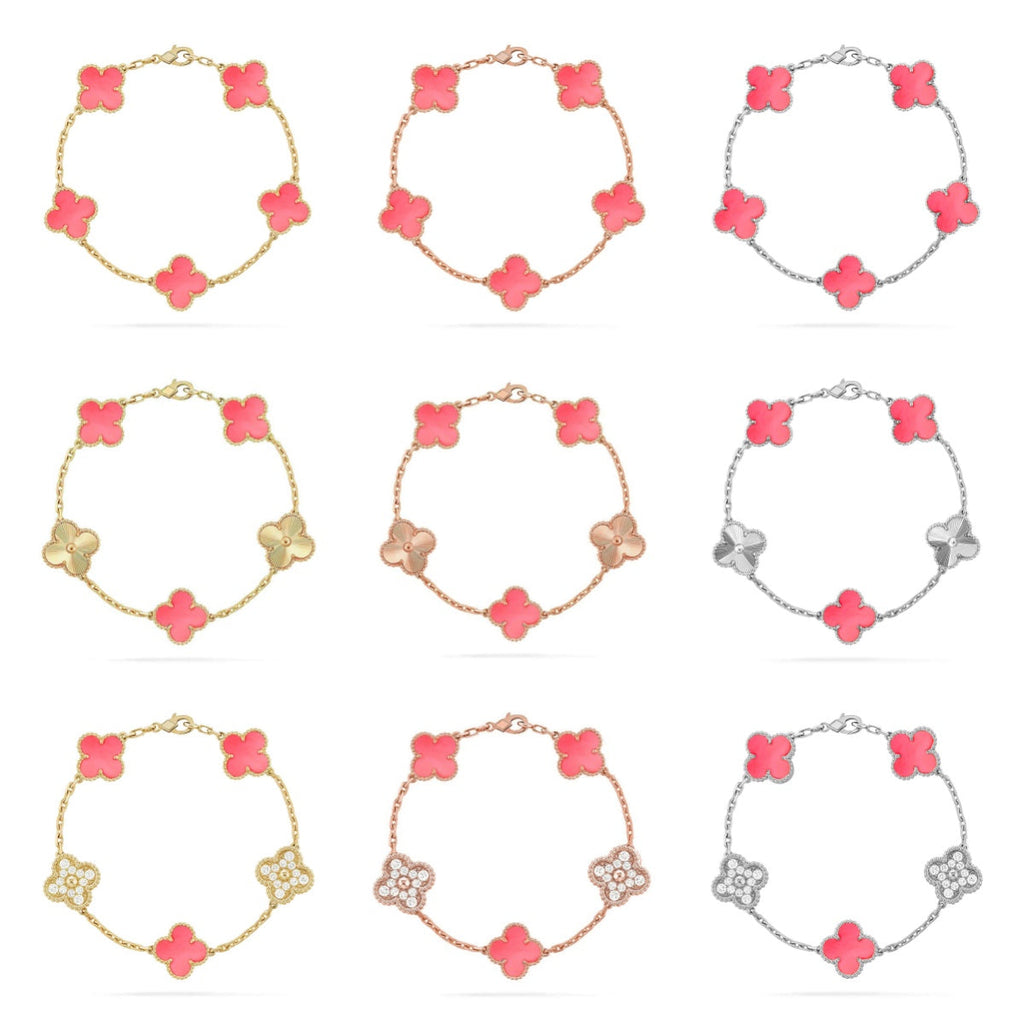 [Cyra] NEUE CLOVER 5 MOTIVE ARMBAND-KOLLEKTION PINK MUTTERPERL