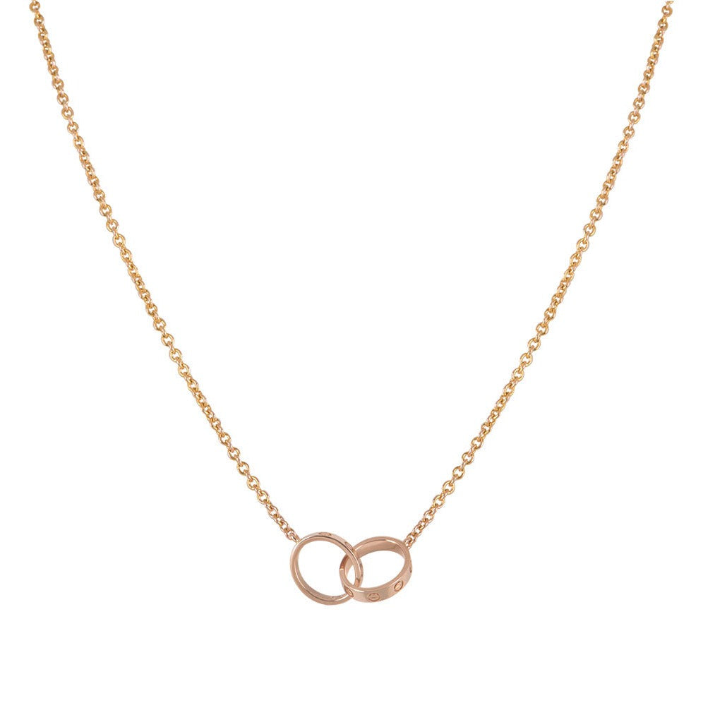 [Cyra]  LOVE NECKLACE DOUBLE RING PINK GOLD