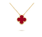 [Cyra]  CLOVER 15MM CARNELIAN SINGLE FLOWER NECKLACE