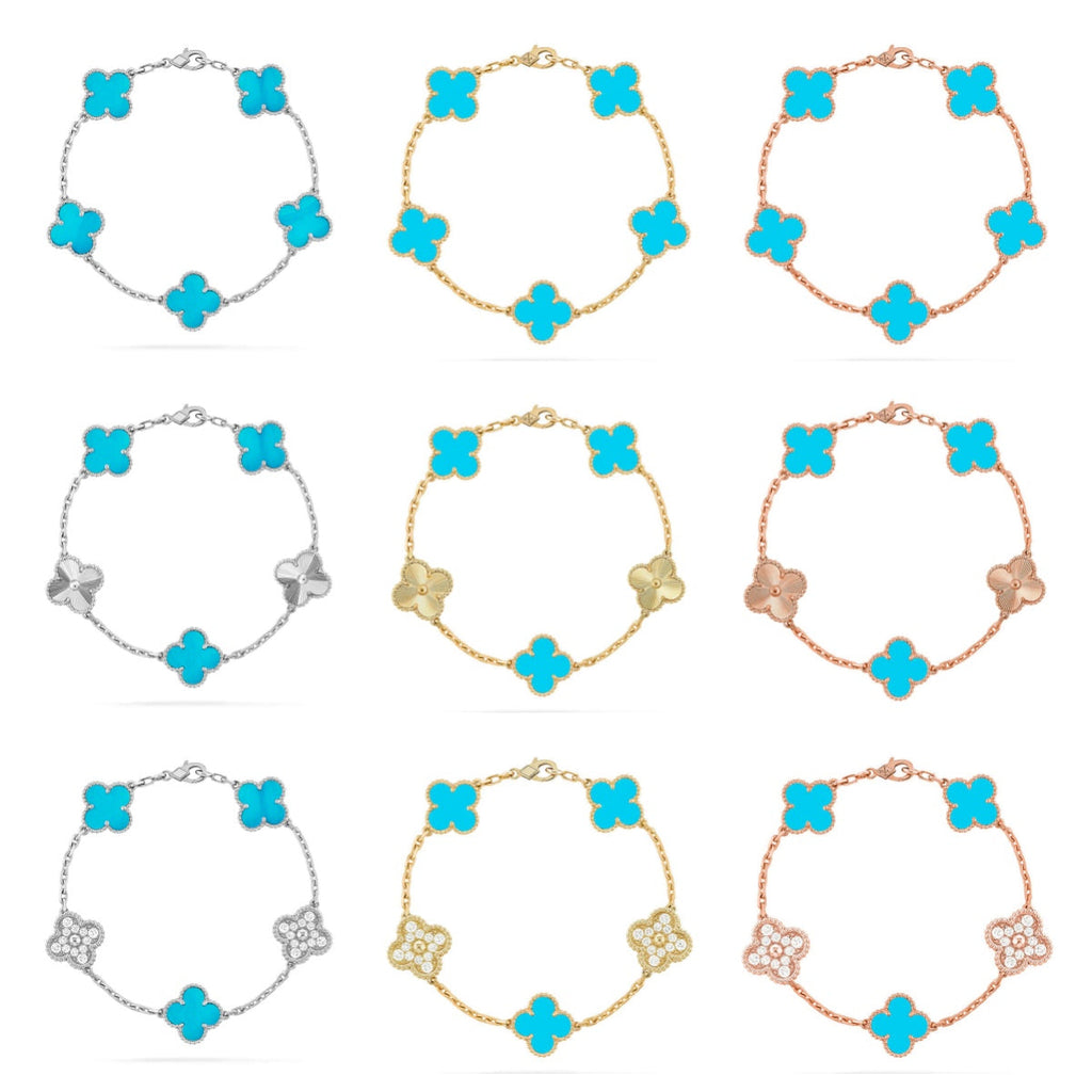 [Cyra] NEUE CLOVER 5-MOTIV TÜRKIS ARMBAND KOLLEKTION