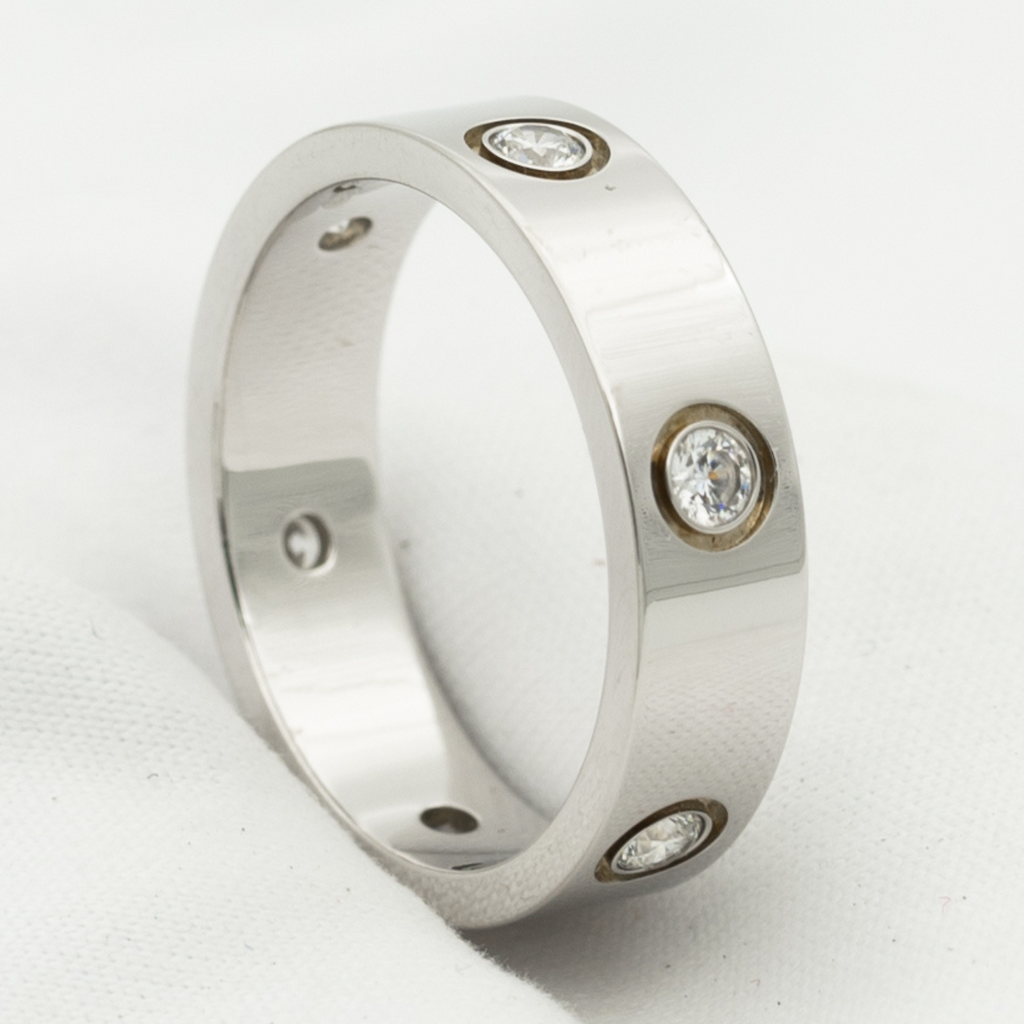 [Cyra]  LOVE RING 5.5MM 6 DIAMONDS SILVER