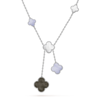 [Cyra] CLOVER MOP CHALCEDON HALSKETTE SILBER 6 MOTIVE