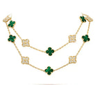 [Cyra] CLOVER 20 MOTIVE MALACHIT DIAMANT-HALSKETTE