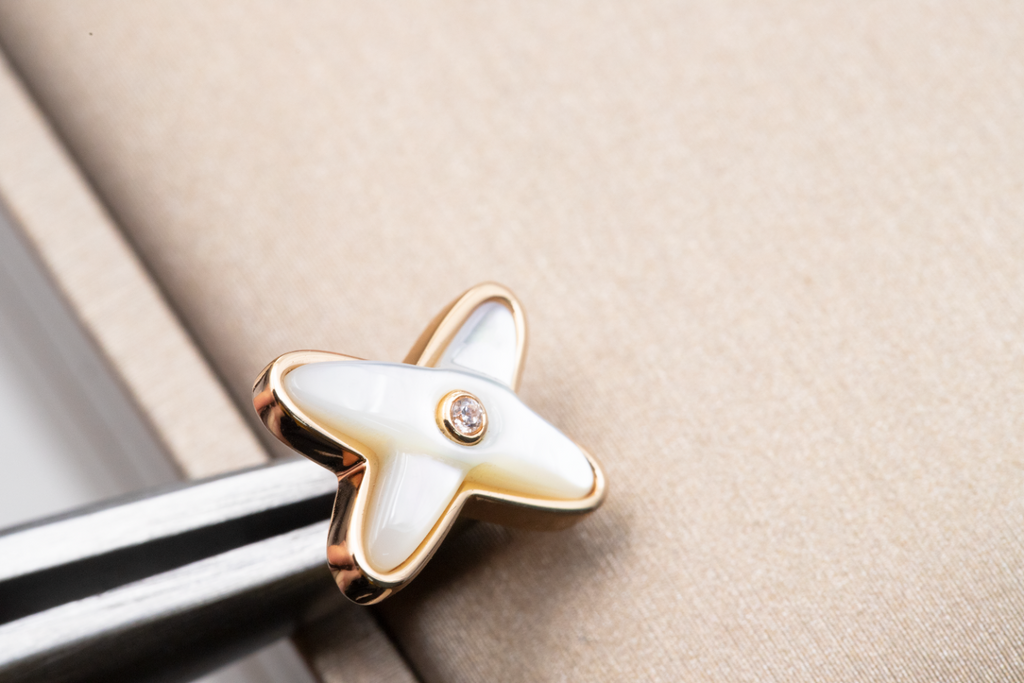 [Cyra]  JEUX DE WHITE MOP PINKGOLD DIAMANT-OHRRINGE