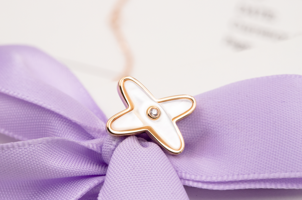 [Cyra]  JEUX DE WHITE MOP PINKGOLD DIAMANT-OHRRINGE