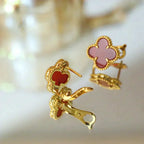 [Cyra]  CLOVER MEDIUM 1 MOTIFS CARNELIAN  EARRINGS