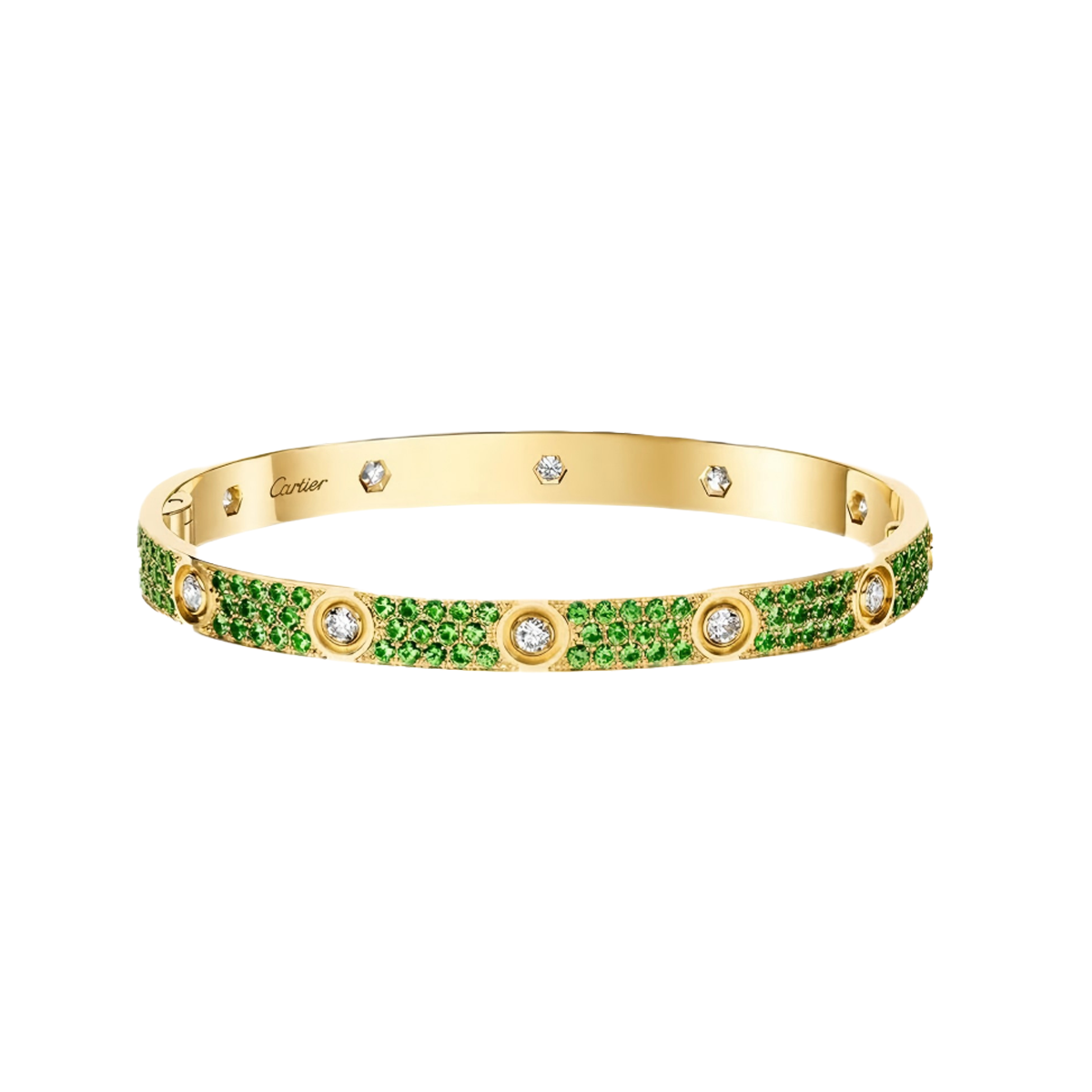 [Cyra]  2026 PAVE GEMSTONE LOVE BRACELET 6.1MM 10 DIAMONDS