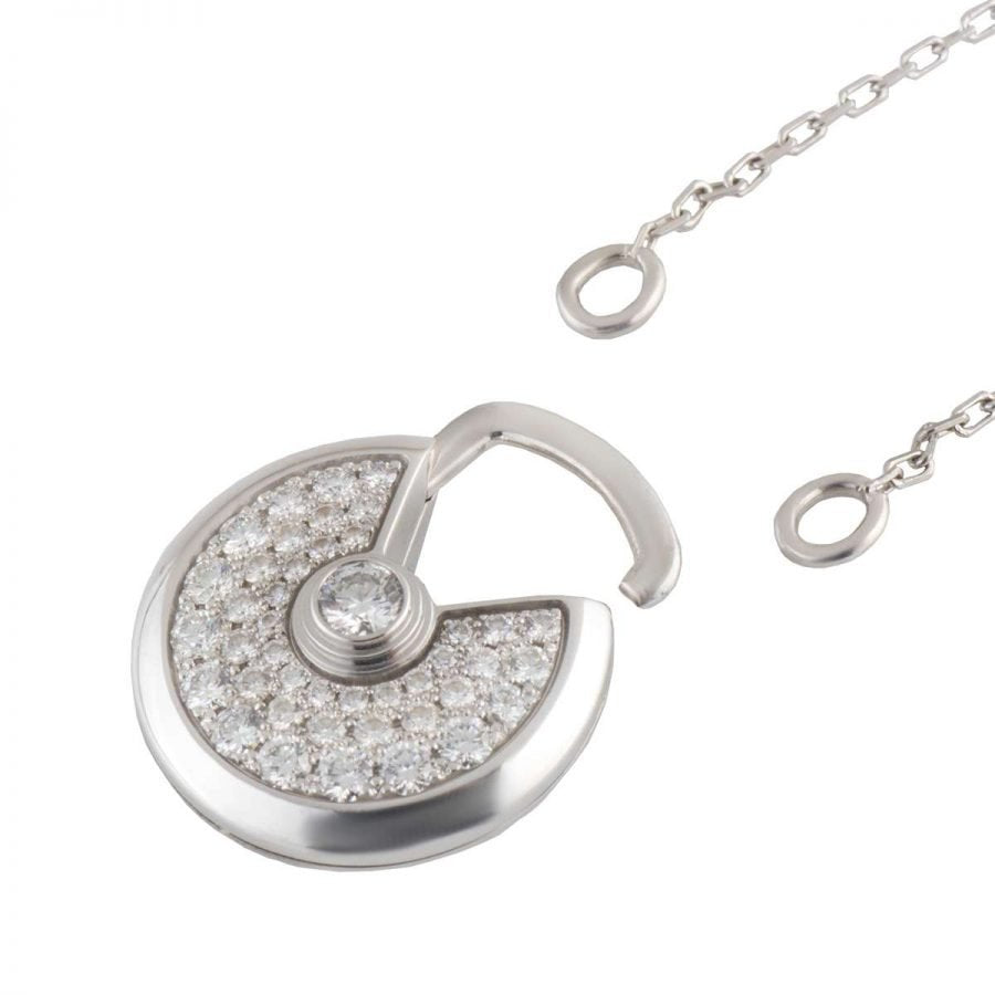 [Cyra] AMULETTE SILBER HALSKETTE MIT VOLLBESATZ AUS DIAMANTEN