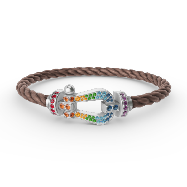 [Cyra]  FORC LARGE HORSESHOE  COLORED DIAMOND BRACELET SILVER