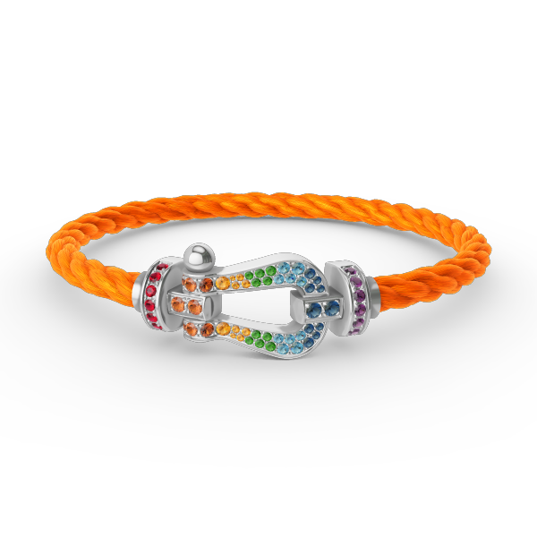 [Cyra]  FORC LARGE HORSESHOE  COLORED DIAMOND BRACELET SILVER
