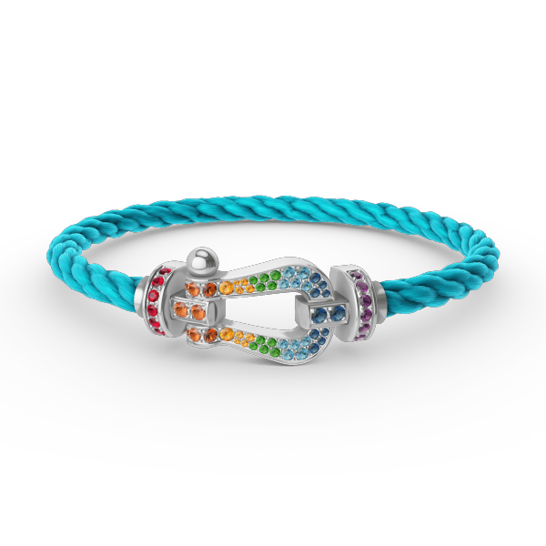 [Cyra]  FORC LARGE HORSESHOE  COLORED DIAMOND BRACELET SILVER