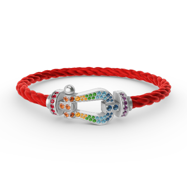 [Cyra]  FORC LARGE HORSESHOE  COLORED DIAMOND BRACELET SILVER