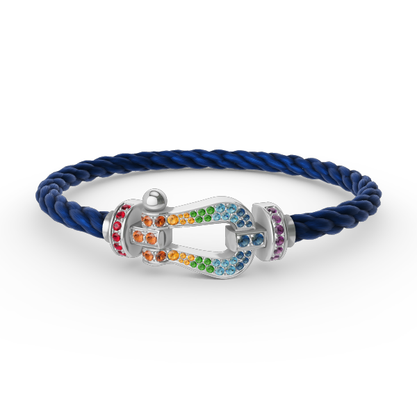 [Cyra]  FORC LARGE HORSESHOE  COLORED DIAMOND BRACELET SILVER