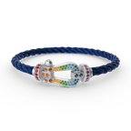 [Cyra]  FORC LARGE HORSESHOE  COLORED DIAMOND BRACELET SILVER