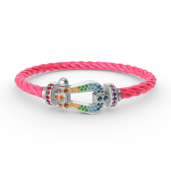 [Cyra]  FORC LARGE HORSESHOE  COLORED DIAMOND BRACELET SILVER